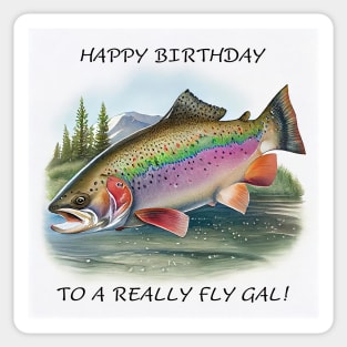 Happy Birthday Rainbow trout fish watercolor for her Sticker